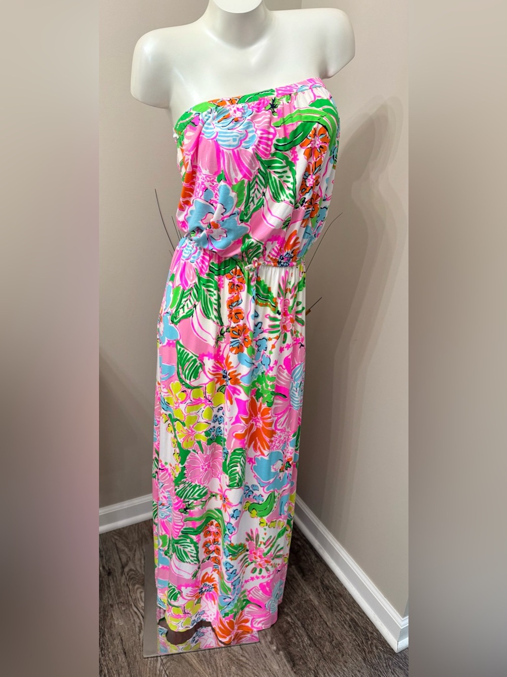 Lilly Pulitzer x for Target Floral Nosey Posey Strapless Maxi Dress Womens Sz M